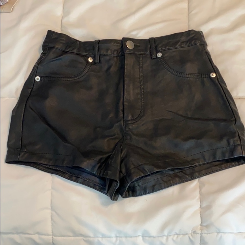 Leather high waisted shorts